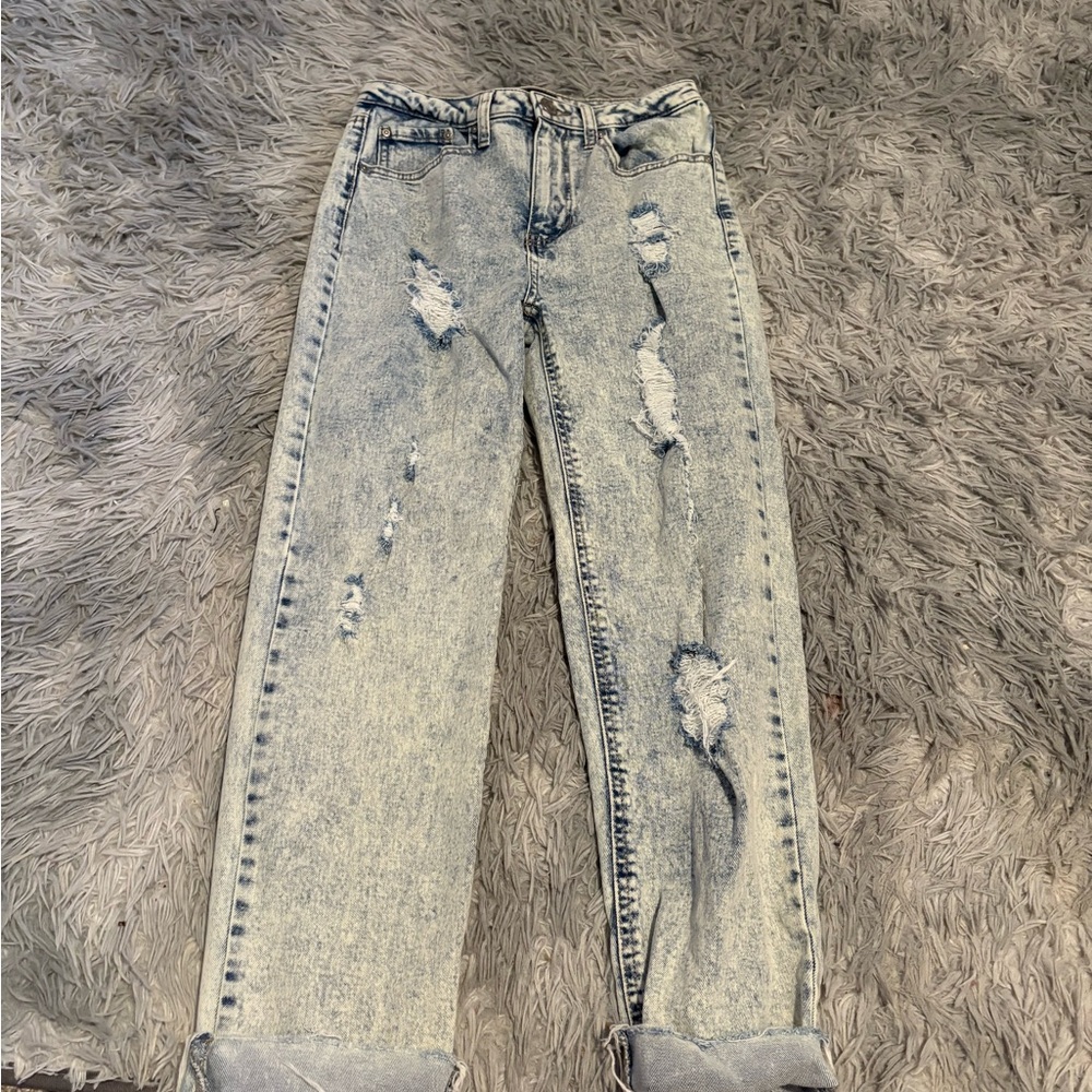 Indigo Rein Blue Boyfriend Jeans Distressed Relaxed Fit